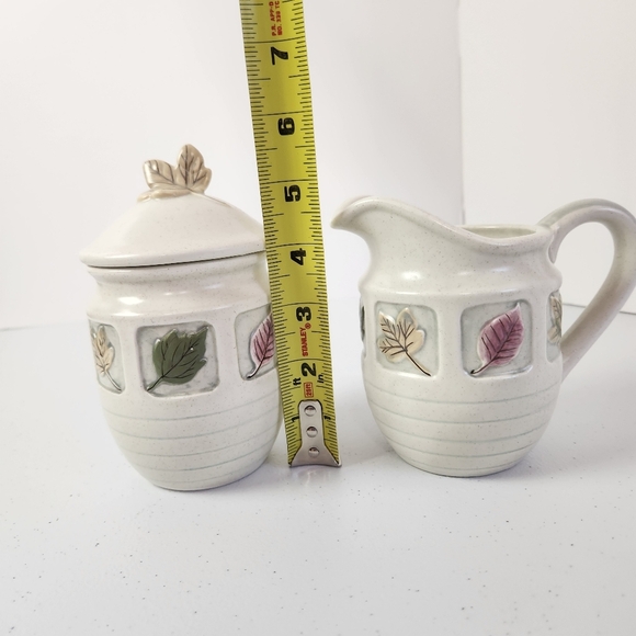 Mikasa KT407 Woodland China Stoneware Cream Jug Sugar Jar Leaves Creamer Lid - Picture 10 of 10
